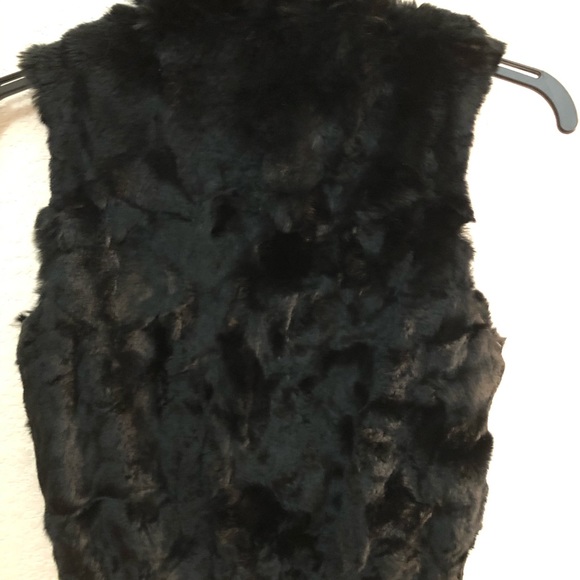 Vintage Eny Women's Black Rabbit Fur and Leather Vest Size Small - Picture 3 of 16